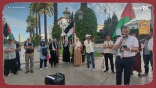 وقفة ضد التطبيع أمام البرلمان المغربي وحرق العلم الإسرائيلي